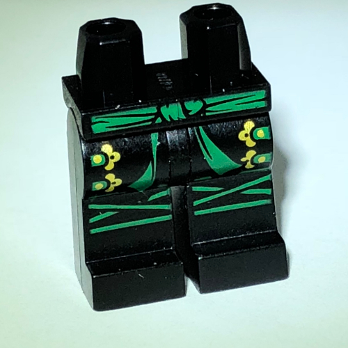 Lego Hips and Black Legs with Green Sashes and Gold Print / Black