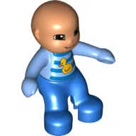 Duplo Figure Baby, Blue and Medium Blue Romper with Stripes and Yellow Duck Print / Medium Blue