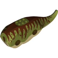 Lego Animal Body Part, Dinosaur, Triceratops Body with Reddish Brown Stripes / Olive Green