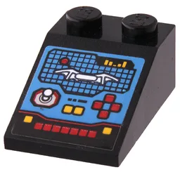Slope 33 3 x 2 with Control Panel, Screen with Batarang, Lights, Buttons and Switches Pattern (Sticker) - Set 70917