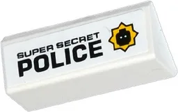 Slope 45 2 x 4 Double with Black 'SUPER SECRET POLICE 'and Minifigure Head Badge on Right Pattern (Sticker) - Set 70802