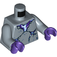 Lego Torso Dark Purple Cracks Print, Sand Blue Arms, Dark Purple Hands / Sand Blue