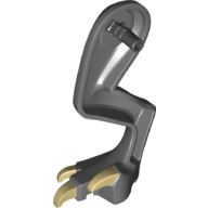 Lego Animal Body Part, Dinosaur, Raptor Leg, Right, with Pin, Tan Claws / Dark Bluish Gray
