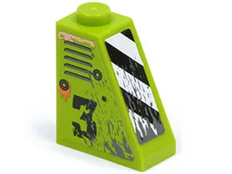 Slope 65 2 x 1 x 2 with Vents and Worn '3' on Right Side and Black and White Danger Stripes on Front Pattern (Stickers) - Set 8958
