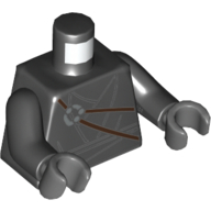 Lego Torso Layered Robe and Katana Scabbard Print, Black Arms, Dark Bluish Gray Hands / Black
