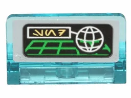 Panel 1 x 2 x 1 with SW Bright Green Grid, White Wire Frame Globe, and Bright Light Yellow Aurebesh Characters 'SND' on Black and Light Bluish Gray Background Pattern (Sticker) - Set 75136