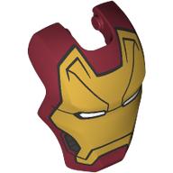 Lego Headwear Accessory Visor Top Hinge with Gold Ironman Mask, White Eyes print / Dark Red