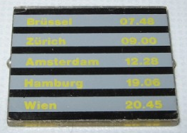 Lego Glass for Window 1 x 4 x 3 with Train Schedule European Cities Pattern on Both Sides (Stickers) - Sets 4554 / 4558