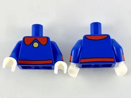 Torso Red Collar and Belt with Gold Button Pattern / Blue Arms with Red Cuff Pattern / White Hands