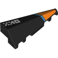 Lego Brick Wedged, Sloped 2 x 5 Right with White Squares, Dark Azure Stripe, Orange Tip print