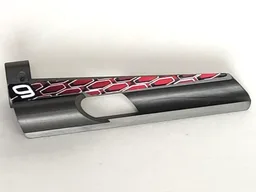 Technic, Panel Fairing # 8 Small Long, Large Hole, Side B with '9' and White, Black and Red Pattern (Sticker) - Set 8470