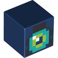 Lego Minifig Head Special, Cube, Pixelated Lime and Dark Turquoise Eye Print / Dark Blue
