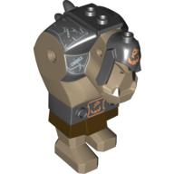 Lego Body Giant, Fantasy Era Troll with Black Armor Pattern, Copper/Silver Decorations print / Dark Tan