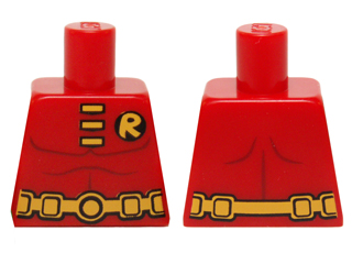 Lego Torso Batman 'R' Symbol, Muscles Outline, 3 Yellow Clasps and Utility Belt Pattern
