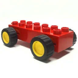 Duplo Car Base 2 x 6 Pullback Motor with Yellow Wheels, Black Tires / Red