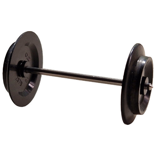 Lego Axle Steel 5 x 112 LDU with Conical Ends with Two Train Wheels 9V