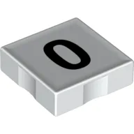 Duplo Tile 2 x 2 with Number '0' Print / White