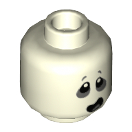 Lego Minifig Head Specter, Dark Bluish Gray around Eyes and Open Mouth Lopsided Print [Hollow Stud] / Glow in Dark White