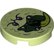 Tile Round 2 x 2 with Ghost Face Print / Yellowish Green