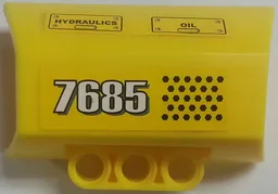 Technic, Panel Engine Block Half / Side Intake with White '7685', Black 'HYDRAULICS', 'OIL', and Hexagons Pattern (Sticker) - Set 7685