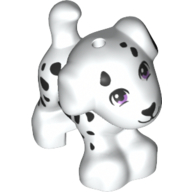 Lego Animal, Dog, Small Standing with Lavender Eyes and Black Dalmatian Spots and Notes Print [Cookie] / White