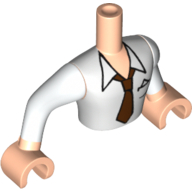 Lego Minidoll Torso Man with White Shirt and Red Tie Print, White Sleeves and Light Nougat Hands / Light Nougat