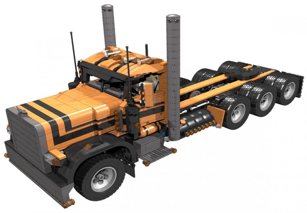 Lego Peterbilt 389 Daycab Semi Truck 1:17 scale in black and orange