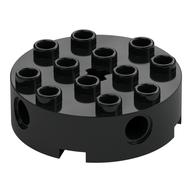 Lego Brick Round 4 x 4 with 4 Side Pin Holes and Center Axle Hole / Black
