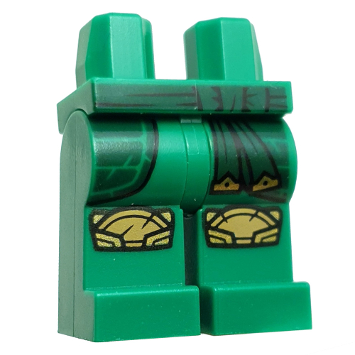 Lego Hips and Green Legs with Dark Green Robe and Belt, Tan Knee Pads print / Green