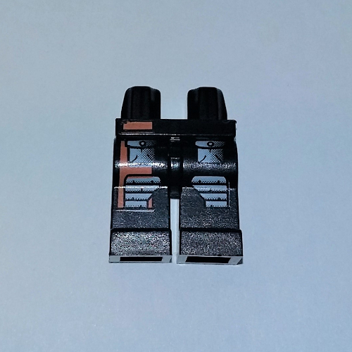 Lego Hips and Black Legs with Gray Pockets and Orange Stripe Print (Flex) / Black