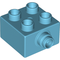 Lego Duplo Brick 2 x 2 - Grooved Pin on Side / Medium Azure