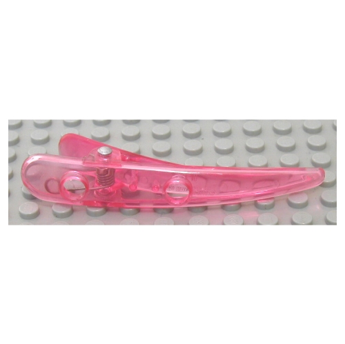 Lego Clikits Hair Clip, Long, 2 Holes, Pearlescent Pink Surface Pattern / Trans-Pink