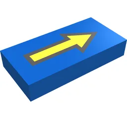 Tile 1 x 2 with Arrow Long Yellow with Black Border Print / Blue