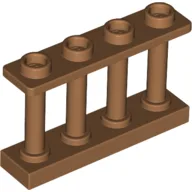 Fence Spindled 1 x 4 x 2 [4 Top Studs] / Medium Nougat