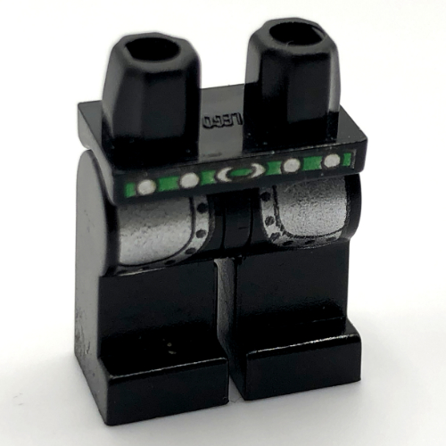 Lego Hips and Black Legs with Armor, Green and Silver Belt Print / Black