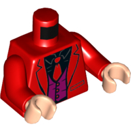 Lego Torso Jacket, Red Tie, Purple Vest, Black Shirt Print, Red Arms, Light Nougat Hands / Red
