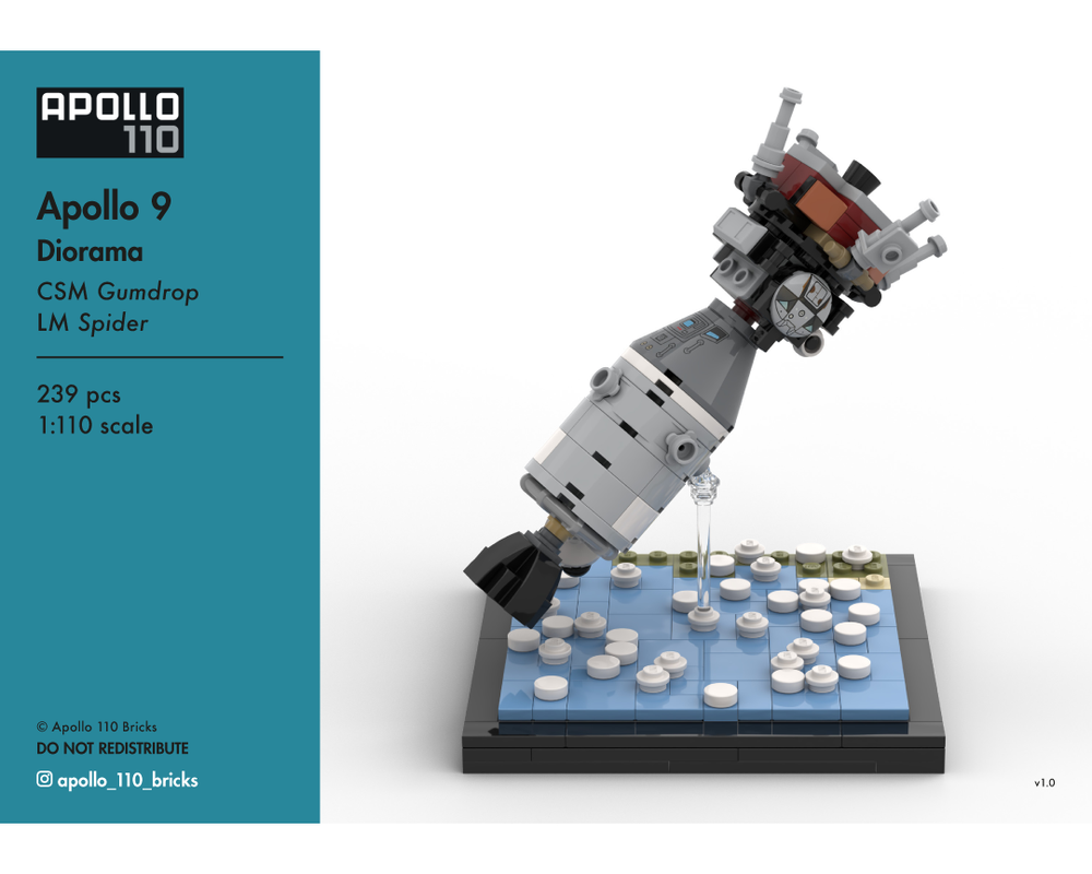 Lego Apollo 9 Diorama – CSM 'Gumdrop' & LM 'Spider' [1:110 scale]