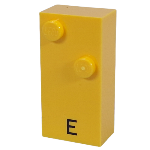 Lego Braille Brick 2 x 4 with 2 Studs ⠑ and 'E' Print