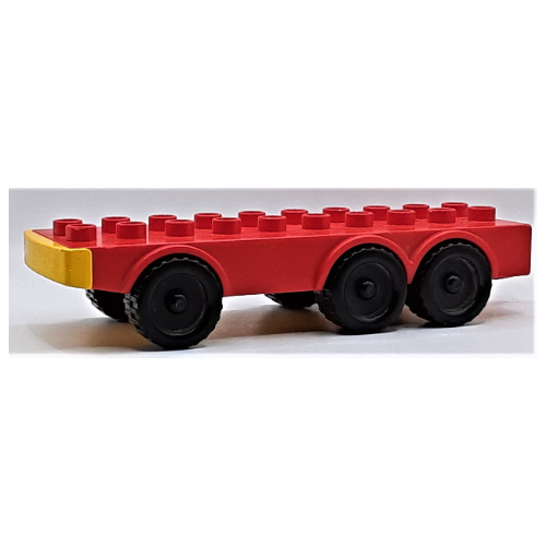 Lego Duplo Car Base with Six Wheels and 2 x 10 Studs with Yellow Fender / Red