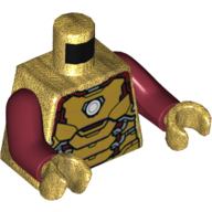 Lego Torso Armor with Dark Red and Gold Plates, White Circle (Arc Reactor) Print, Dark Red Arms, Pearl Gold Hands / Pearl Gold