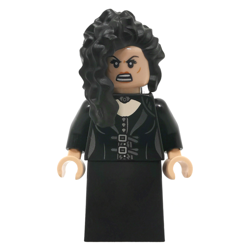 Lego Bellatrix Lestrange, Black Dress with Buckles, Plain Skirt