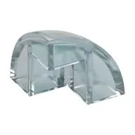 Brick Round Corner, Curved 2 x 2 x 1 2/3 Quarter Dome with 1 Cutout / Opal Trans-Clear