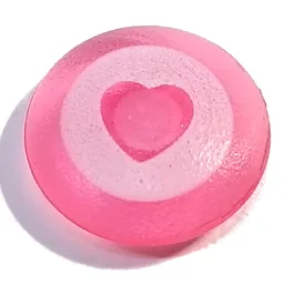 Clikits Icon, Round 2 x 2 Large with Pin, White Circle with Heart Cutout Print / Trans-Pink
