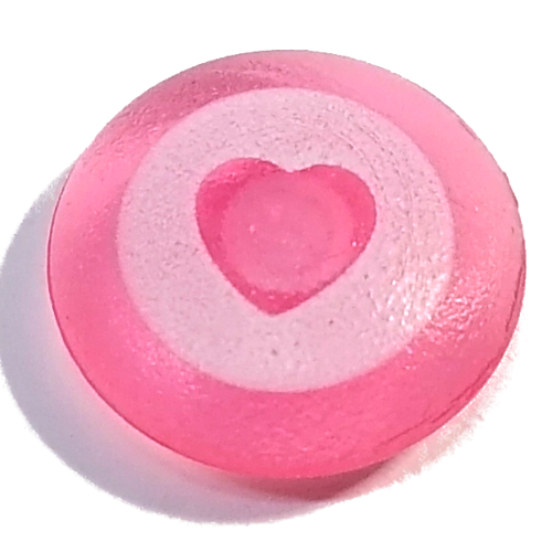 Lego Clikits Icon, Round 2 x 2 Large with Pin, White Circle with Heart Cutout Print