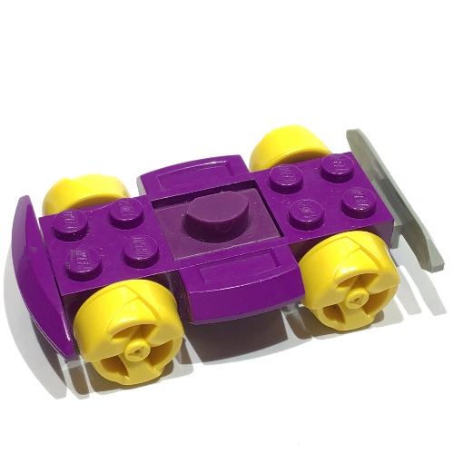 Lego Vehicle Base 4 x 6 Racer Base with Yellow Wheels / Purple