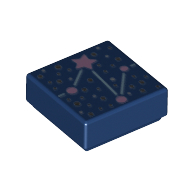 Lego Tile 1 x 1 with Constellation, Lavender Stars print / Dark Blue