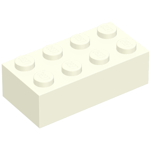 Lego Brick 2 x 4 without Cross Supports / White