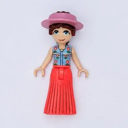 Paisley, Bright Light Blue Top, Coral Dress, Visor