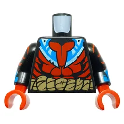 Torso, Red Armor, Dark Tan Rope, Medium Azure/Dark Azure Color Print, Black Arms, Red Hands / Black