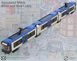 Articulated Metro (Minifig / City scale, 2023 Revision, White & Blue Livery)